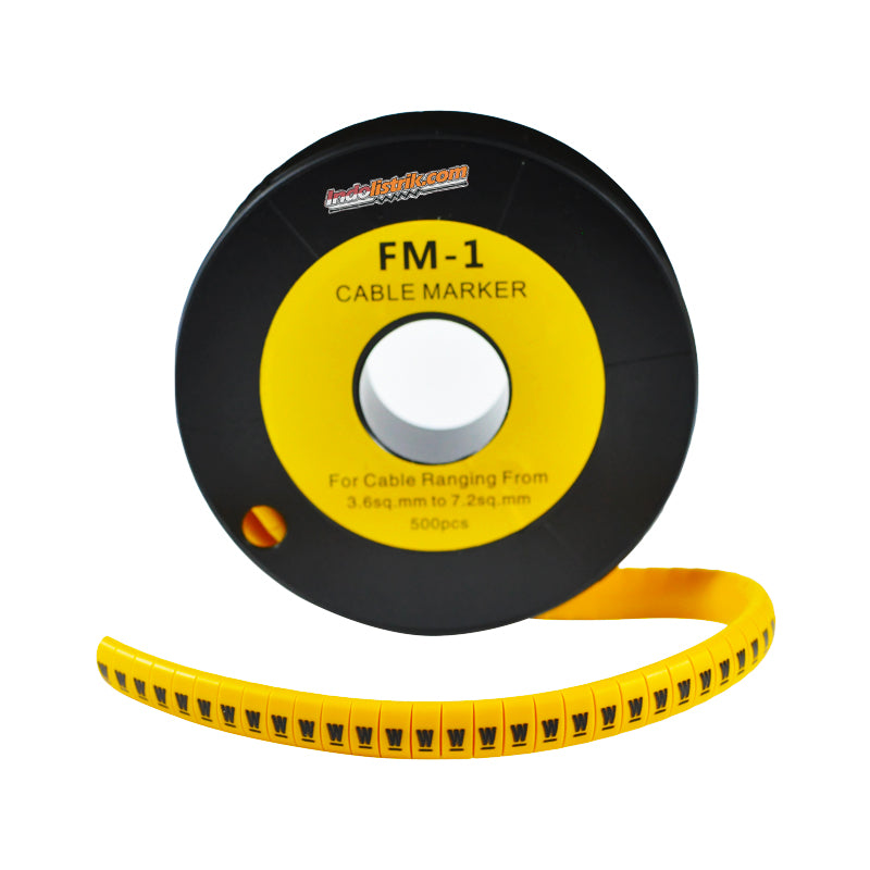 Nintoku Kabel Marker FM - 1 Huruf W Oval Kuning