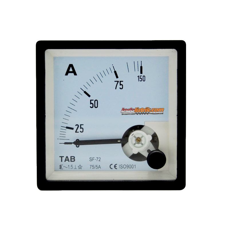 TAB Ampere Meter Analog 72x72 Via CT 75/5A