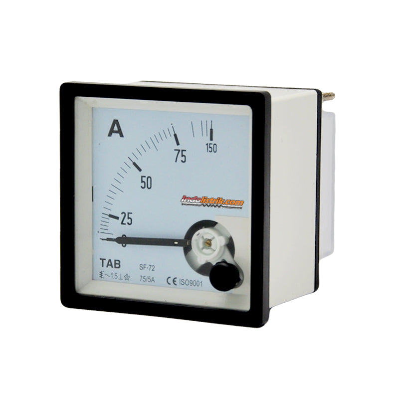 TAB Ampere Meter Analog 72x72 Via CT 75/5A