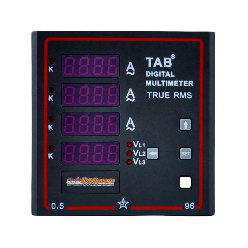 TAB Multi Meter Digital 3 Phase 3 Ampere, 1 Volt 96x96mm