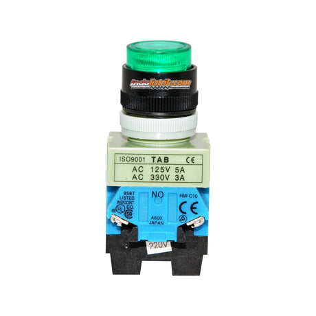 TAB Illuminated Push Button 220 VAC ALW29911EP Hijau
