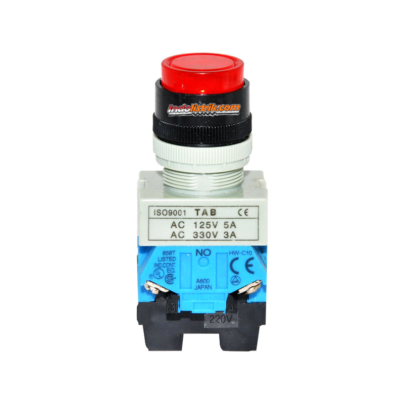 TAB Illuminated Push Button 220 VAC ALW29911EP Merah