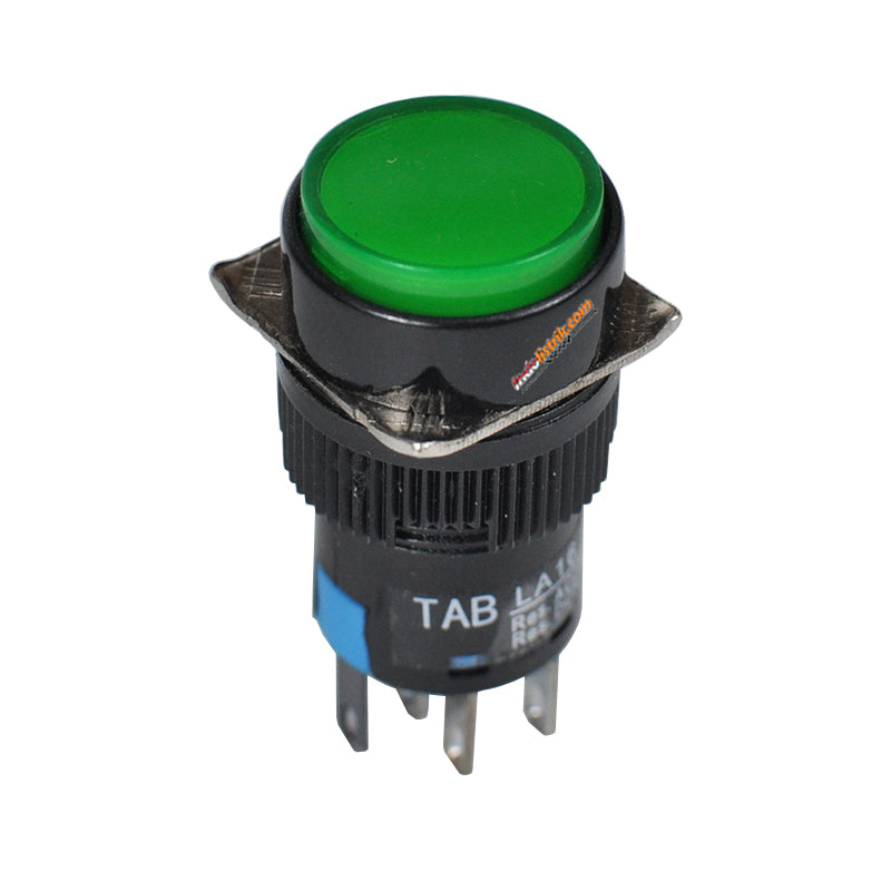 TAB Illuminated Push Button LED 16mm LA16Y-22DS Bulat 24 VDC Hijau