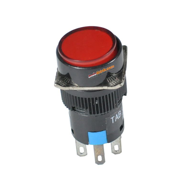 TAB Illuminated Push Button LED 16mm LA16Y-22DS Bulat 220 VAC Merah