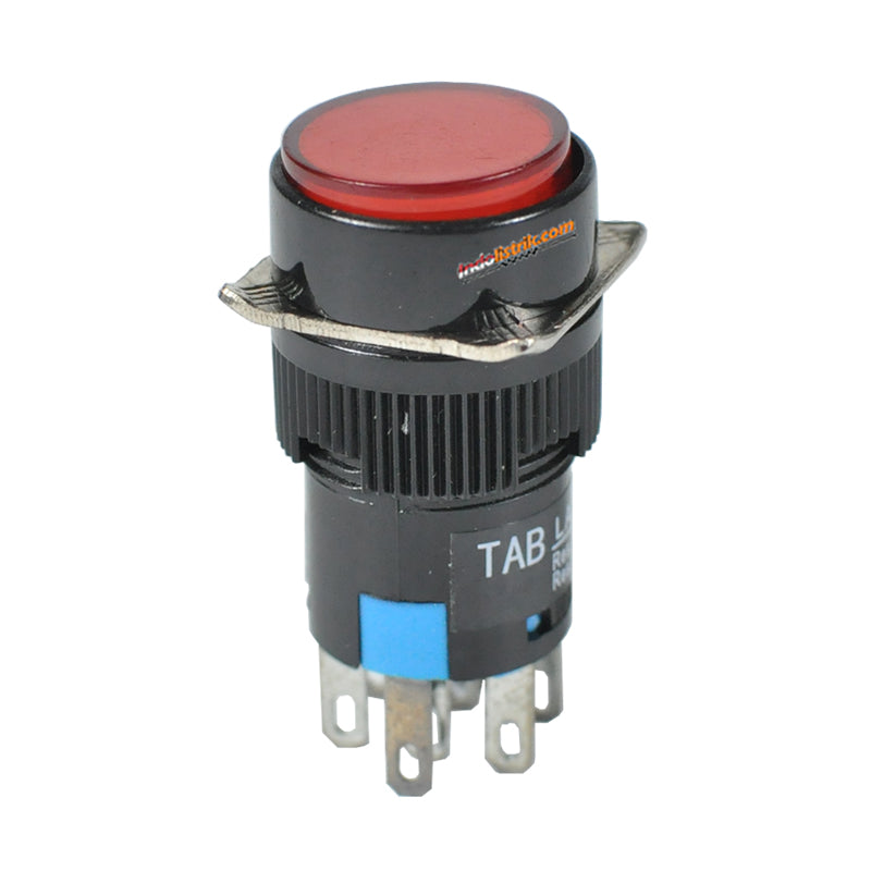 TAB Illuminated Push Button LED 16mm LA16Y-22DS Bulat 220 VAC Merah