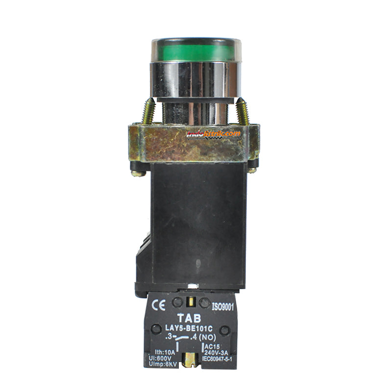 TAB Illuminated Push Button dengan Trafo 220 VAC LAY5-BW3341 Hijau