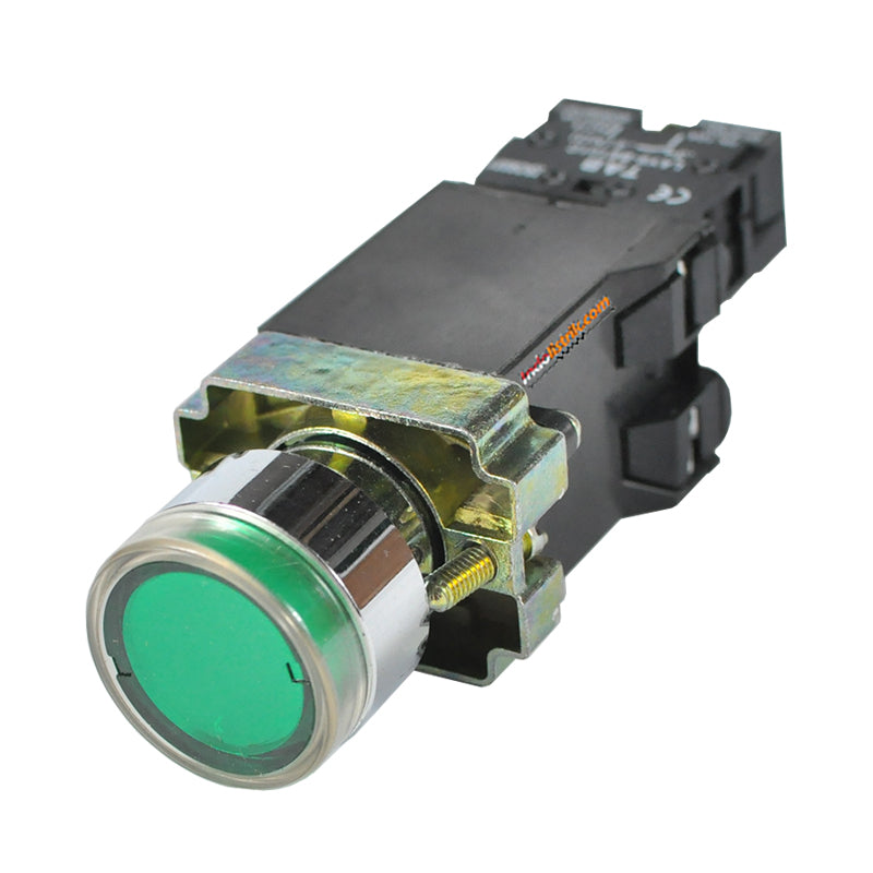 TAB Illuminated Push Button dengan Trafo 220 VAC LAY5-BW3341 Hijau